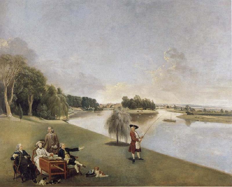 Johann Zoffany A View of the grounds of Hampton House with Mrs and Mrs Garrick taking tea Norge oil painting art